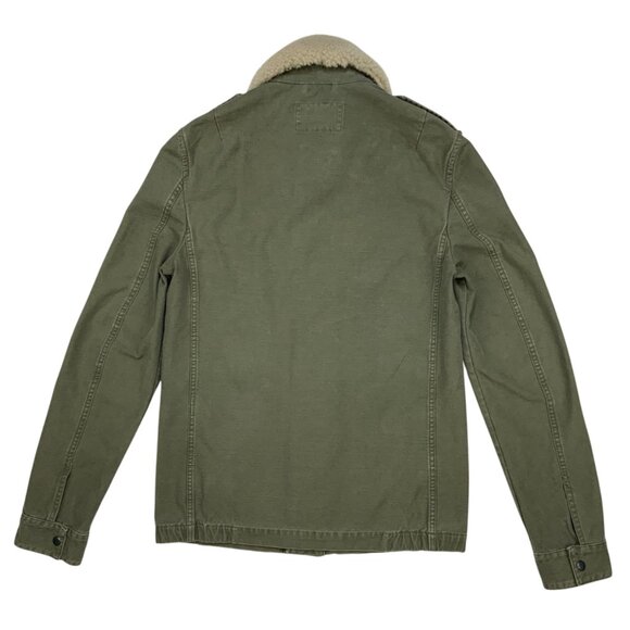 AllSaints Mens Rai Jacket XXS 2XS Green Military Sheepskin Collar Utility Fall - Picture 11 of 12
